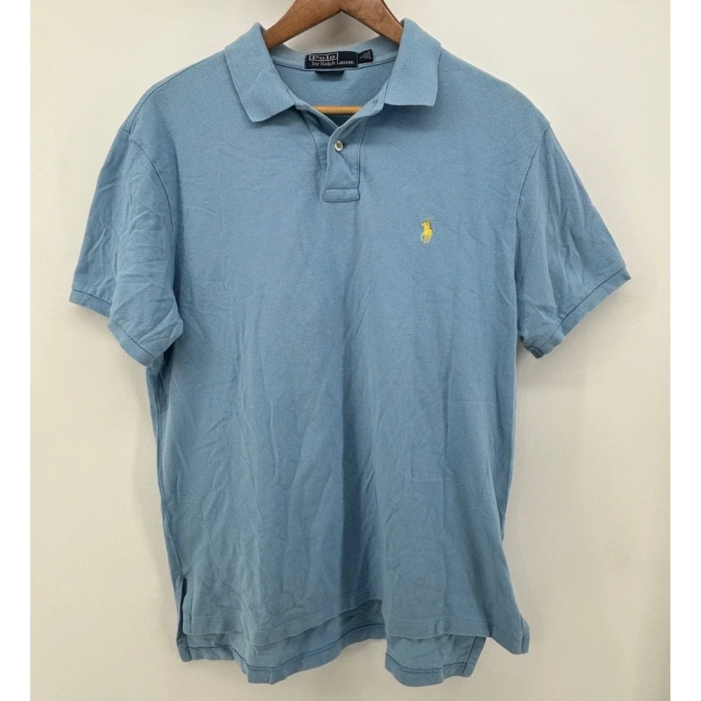 Polo Ralph Lauren Polo Shirt Men LargeBlue Custom Fit Short Sleeve Pony Logo